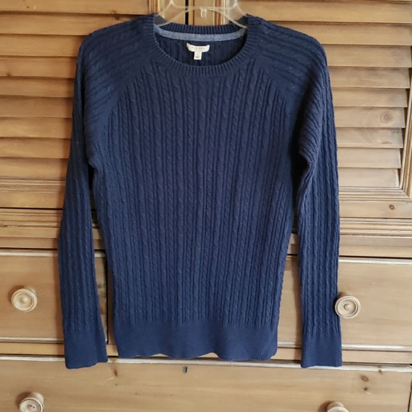 Sonoma Classic Cable Knit Blue Cotton Sweater L